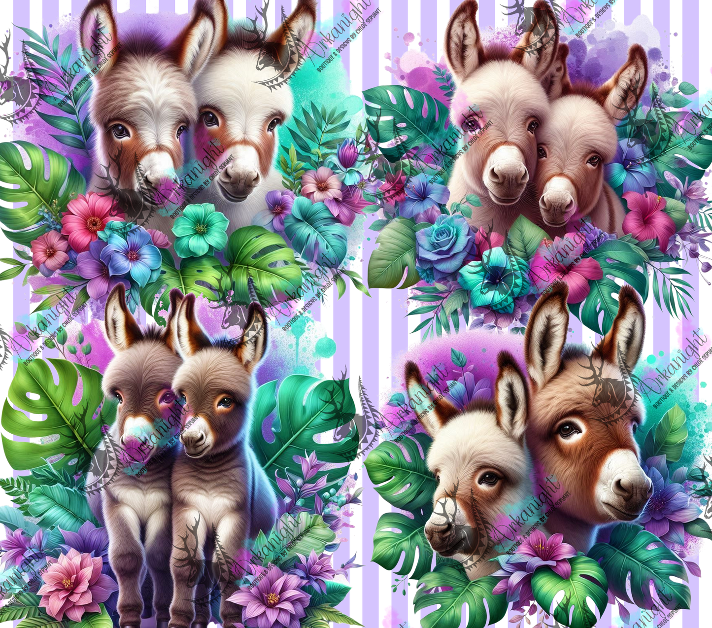 Numérique - Collection Monstera & Animals - Donkey - Mauve