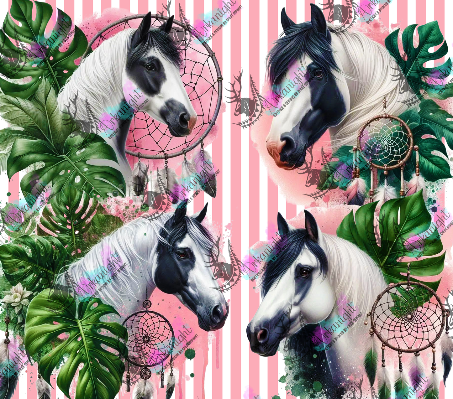 Numérique - Collection Monstera & Animals - Paint Horse Rose