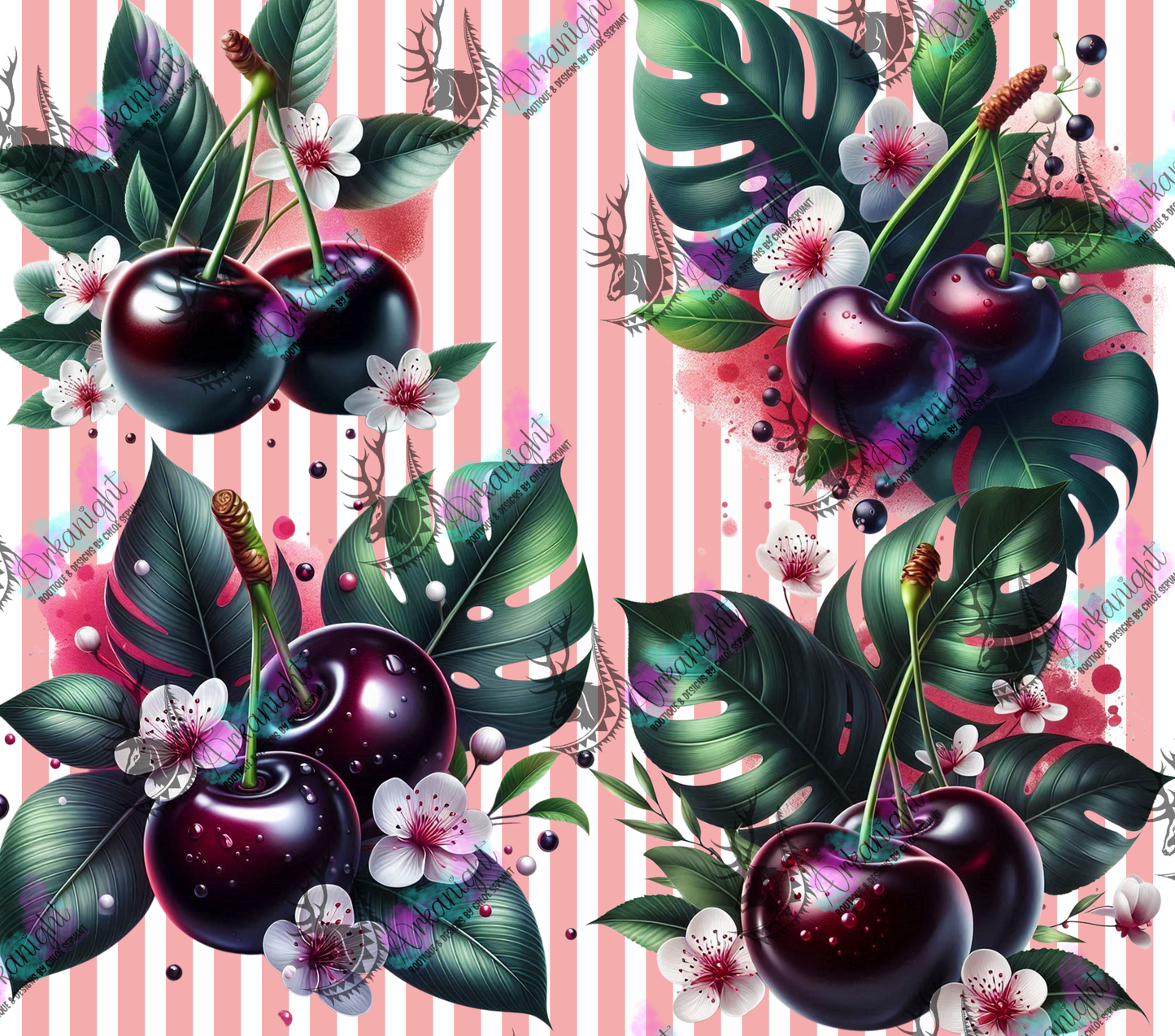 Numérique - Collection Monstera & Fruit - Cerise Noire