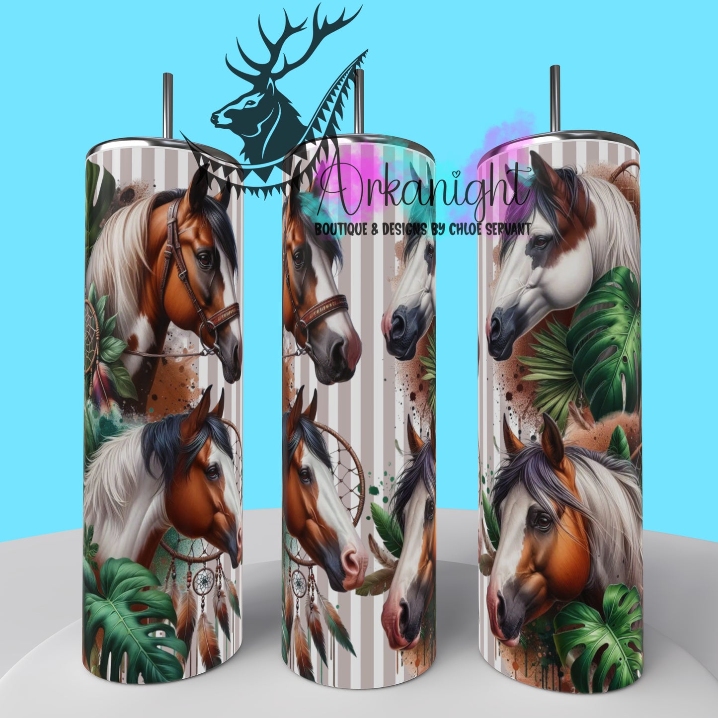 Gourde sur commande - Collection Monstera & Animals - Paint Horse Brun