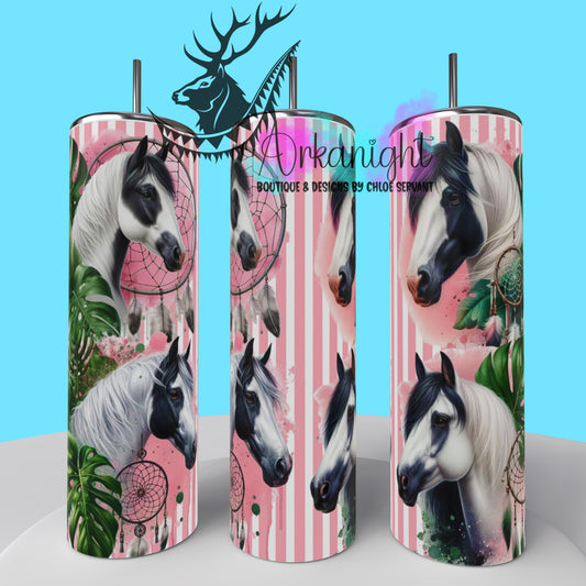Gourde sur commande - Collection Monstera & Animals - Paint Horse Rose