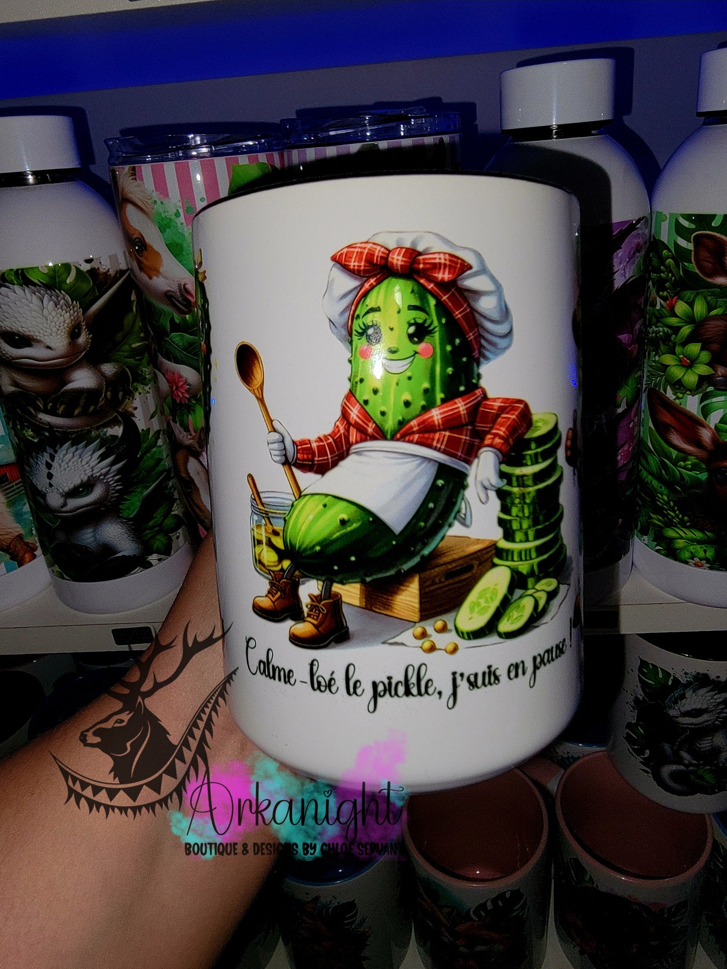 Tasse en céramique sur commande - Calme-toé le pickle