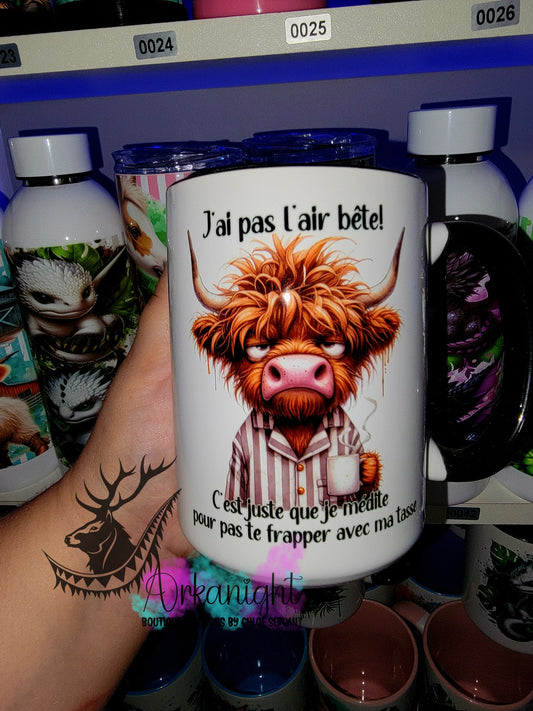 Tasse en céramique sur commande - je médite pour pas te frapper avec ma tasse