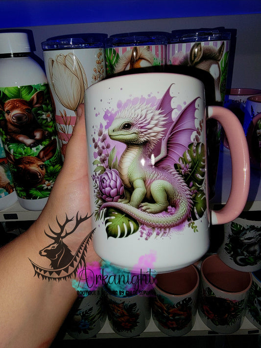 Tasse en céramique sur commande - Bébé Dragon Sauge & Lilas