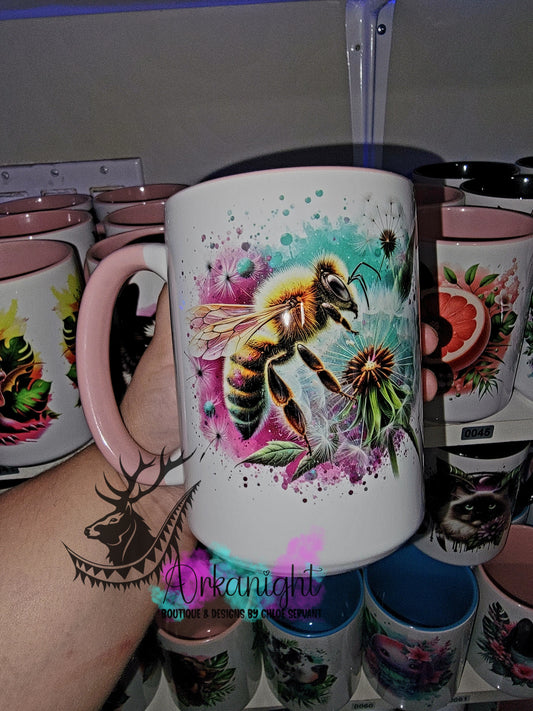 Tasse en céramique sur commande - Abeille Pissenlit