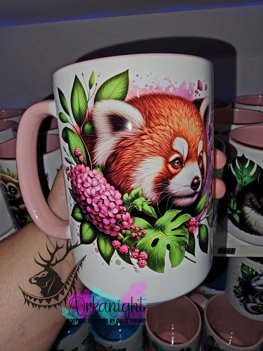 Tasse en céramique sur commande - Monstera & Panda Roux