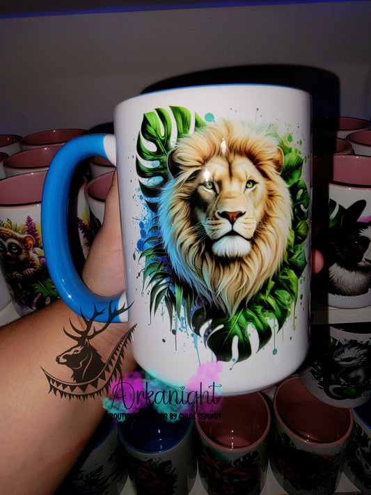 Tasse en céramique sur commande - Monstera & Lion Blanc