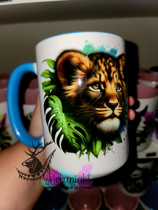 Tasse en céramique sur commande - Monstera & Lionceau