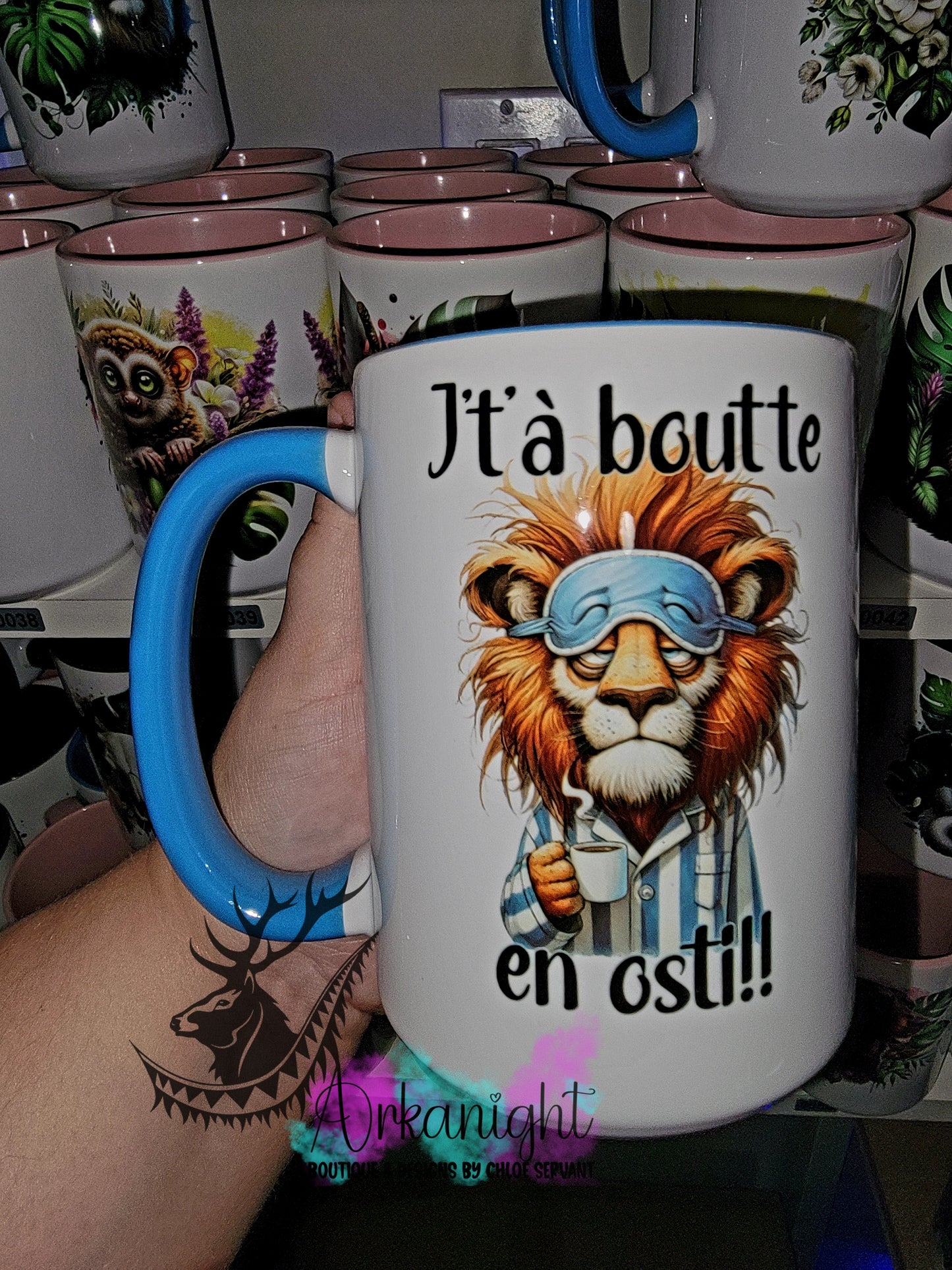 Tasse en céramique sur commande - J't'à boutte en osti !!!