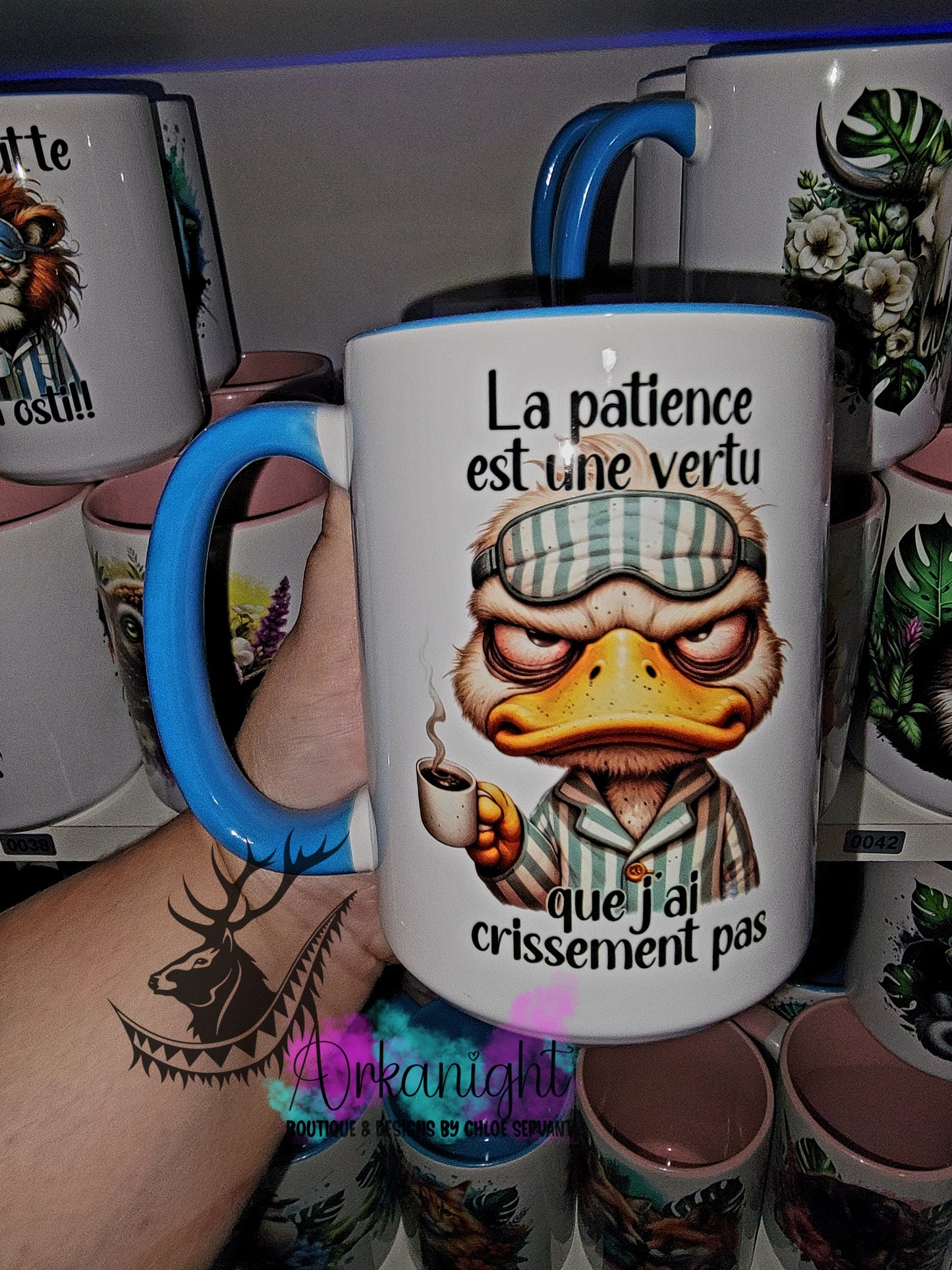 Tasse en céramique sur commande - La patience est une vertu que j'ai crissement pas !