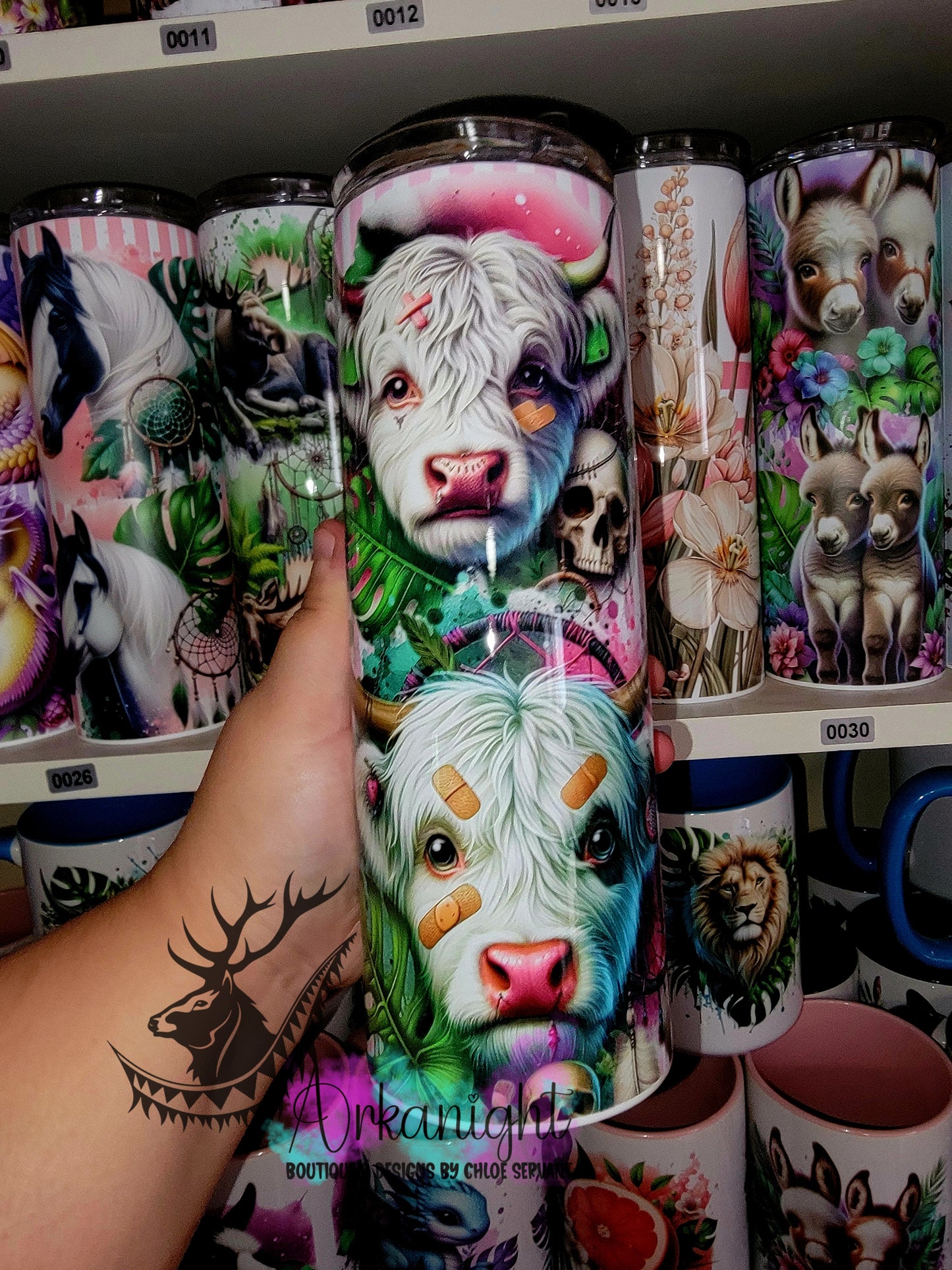 Gourde sur commande - Collection Monstera & Halloween 2025 - Highland Cow Blanche