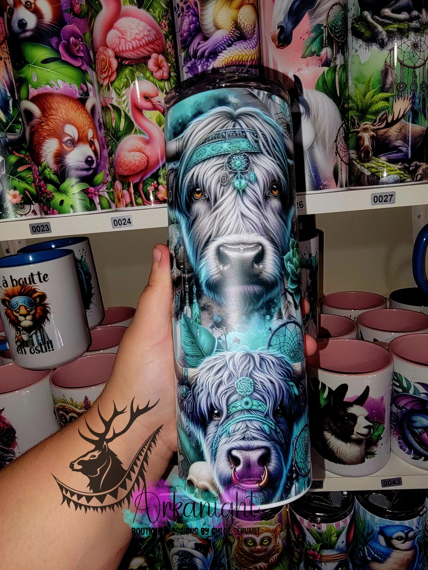 Gourde sur commande - Collection Monstera & Halloween 2025 - Vache Highland Grise