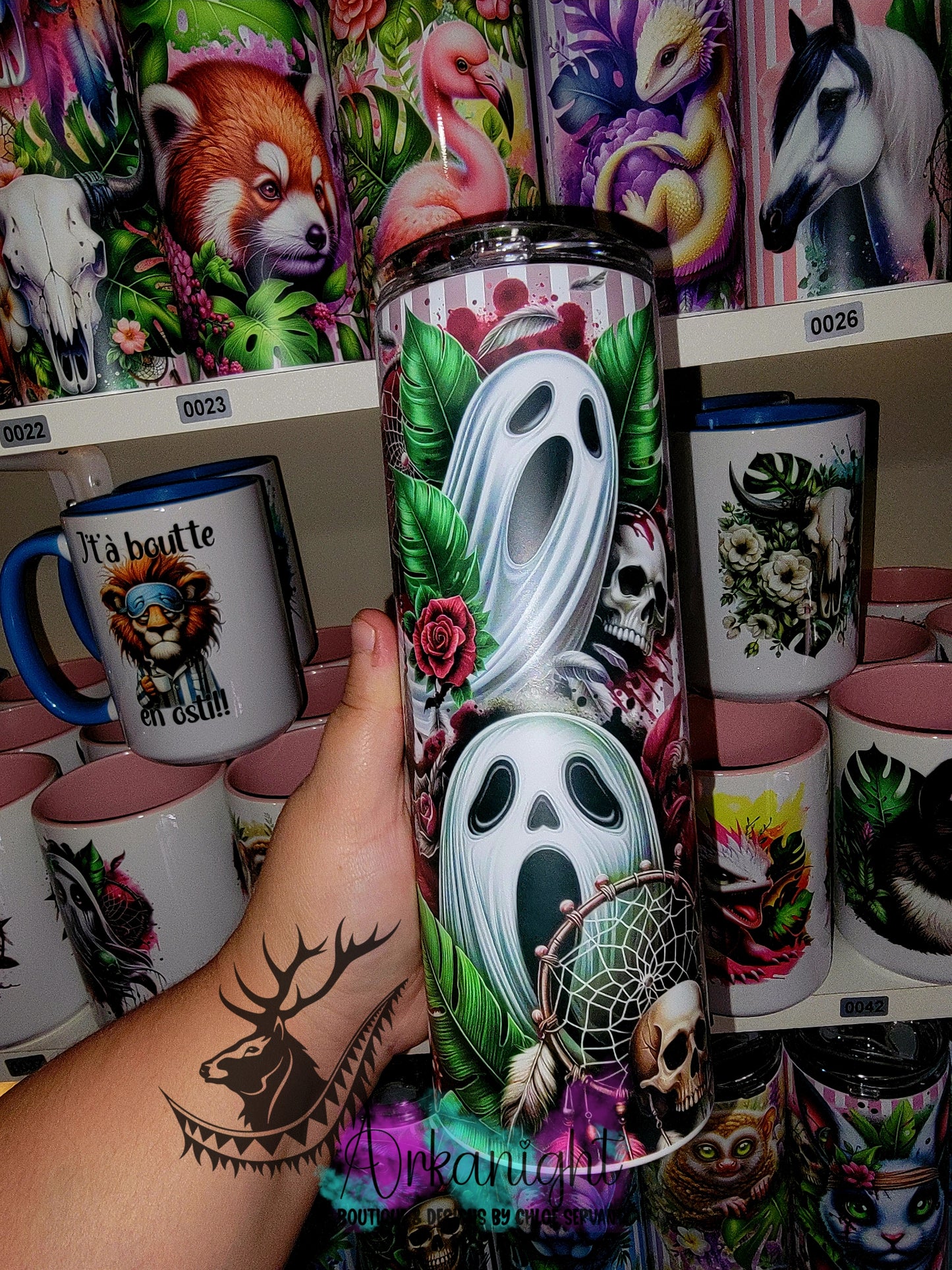 Gourde sur commande - Collection Monstera & Halloween 2025 - Fantôme Bourgogne