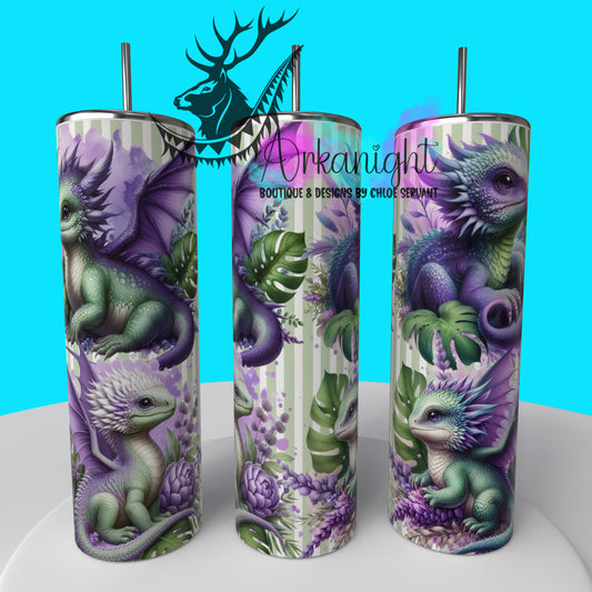 Gourde sur commande - Collection Monstera & Bébé Dragon - Sauge & Lilas