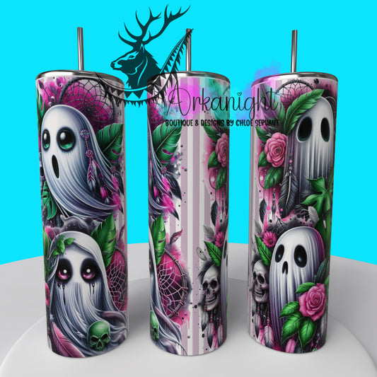 Gourde sur commande - Collection Monstera & Halloween 2025 - Fantôme Rose