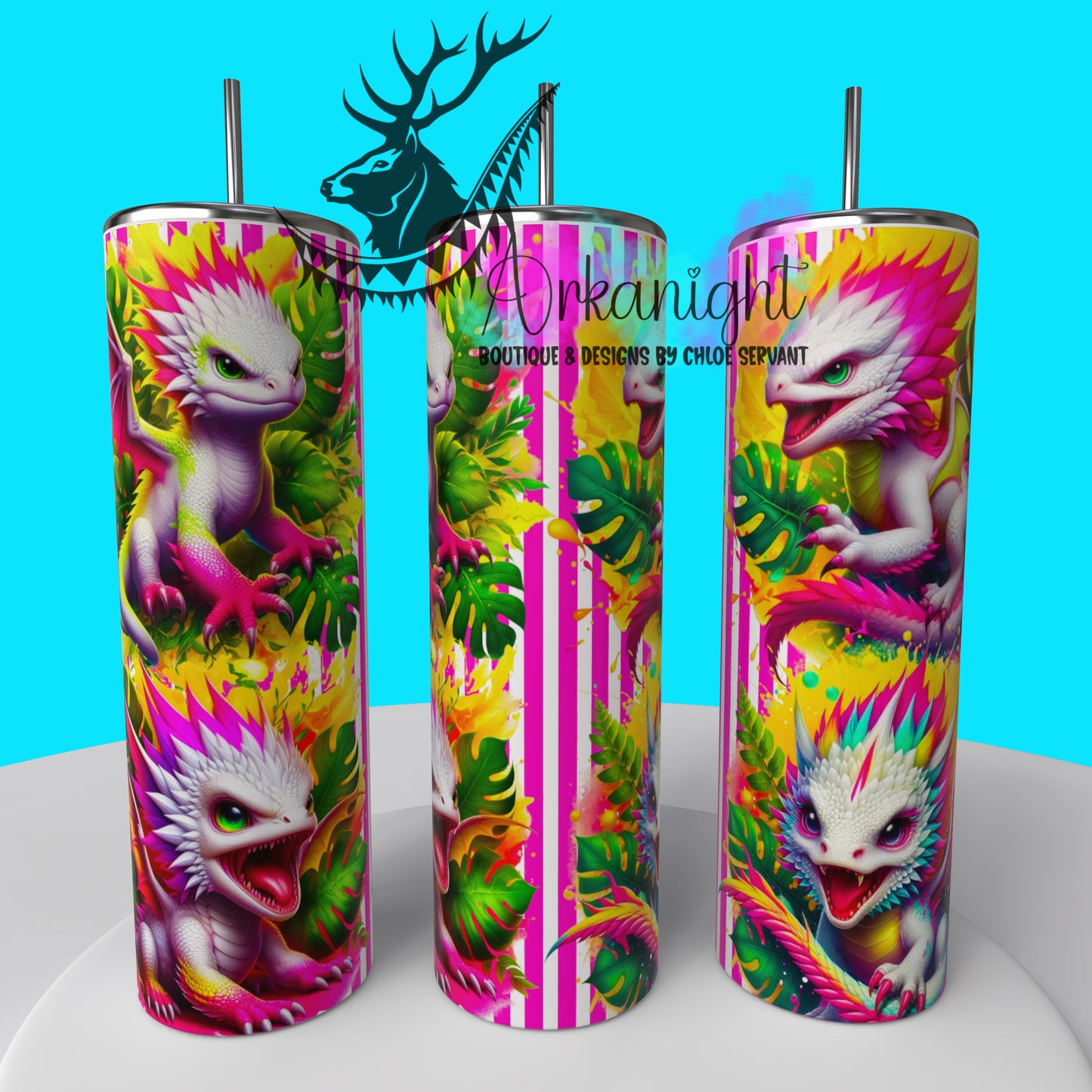 Gourde sur commande - Collection Monstera & Bébé Dragon - Rose Néon