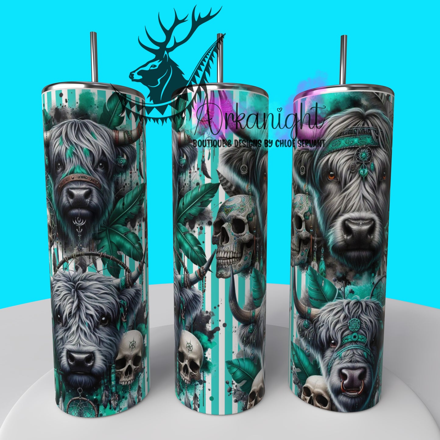 Gourde sur commande - Collection Monstera & Halloween 2025 - Vache Highland Grise