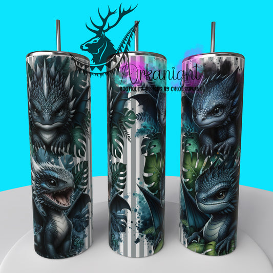 Gourde sur commande - Collection Monstera & Bébé Dragon - Bleu Navy & Gris