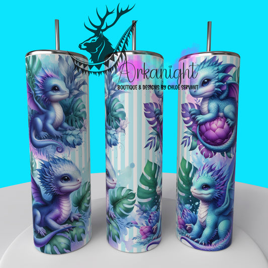 Gourde sur commande - Collection Monstera & Bébé Dragon - Turquoise & Lilas