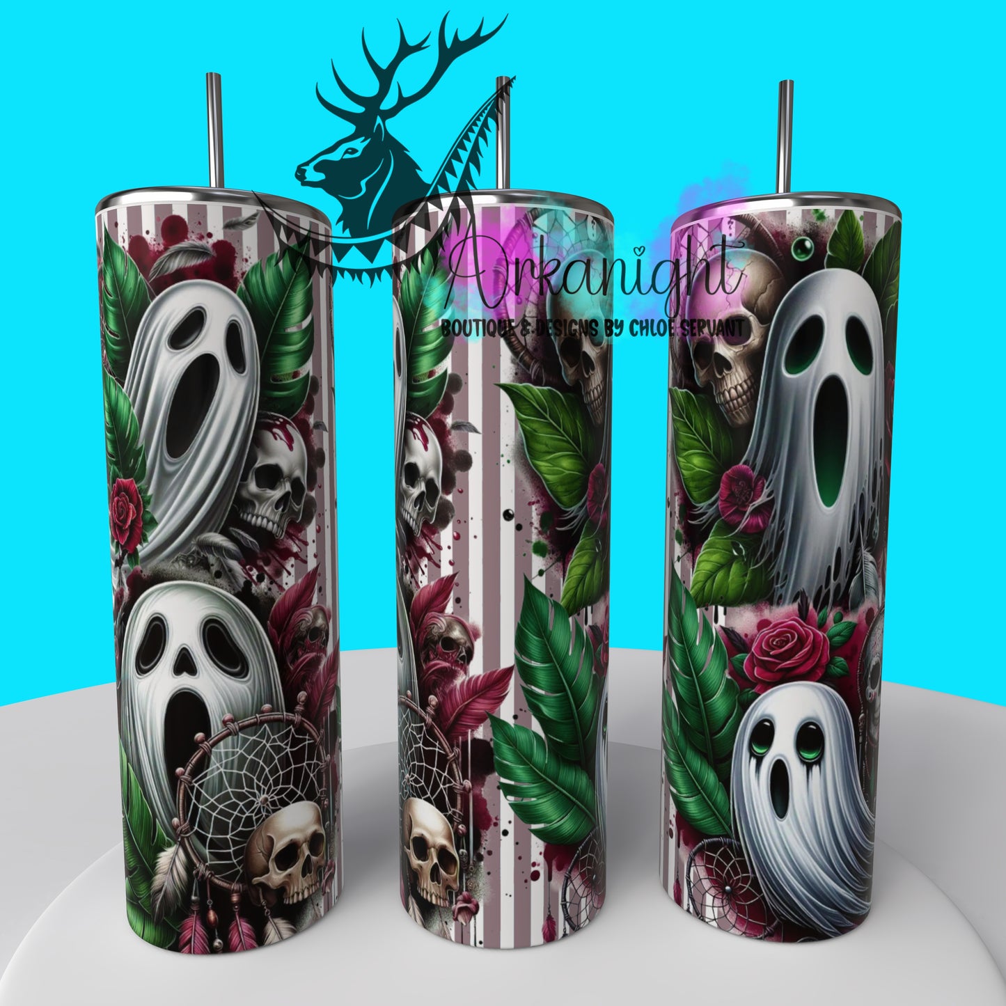 Gourde sur commande - Collection Monstera & Halloween 2025 - Fantôme Bourgogne