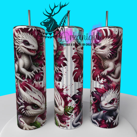 Gourde sur commande - Collection Monstera & Bébé Dragon - Blanc & Bourgogne