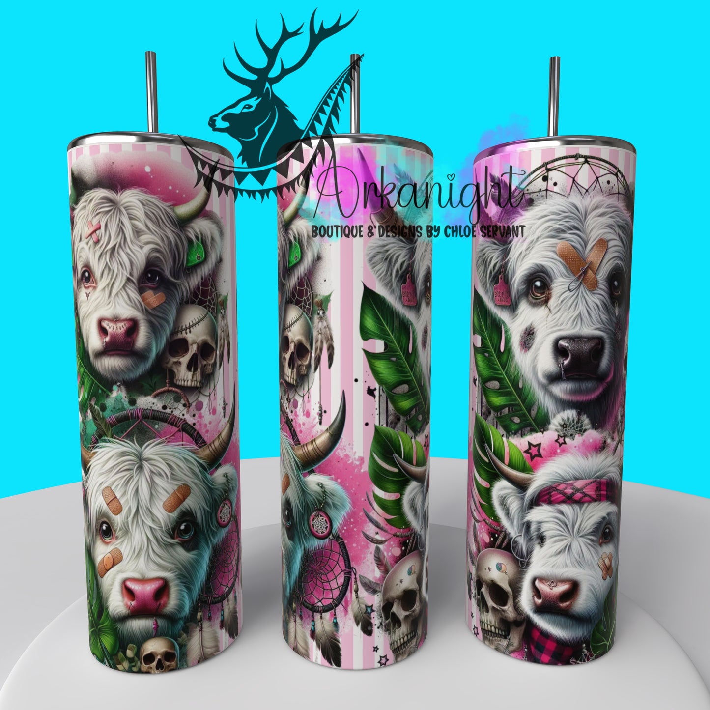 Gourde sur commande - Collection Monstera & Halloween 2025 - Highland Cow Blanche