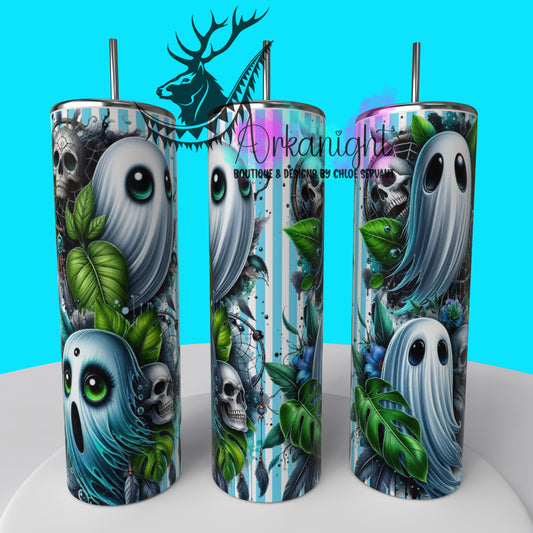Gourde sur commande - Collection Monstera & Halloween 2025 - Fantôme bleu