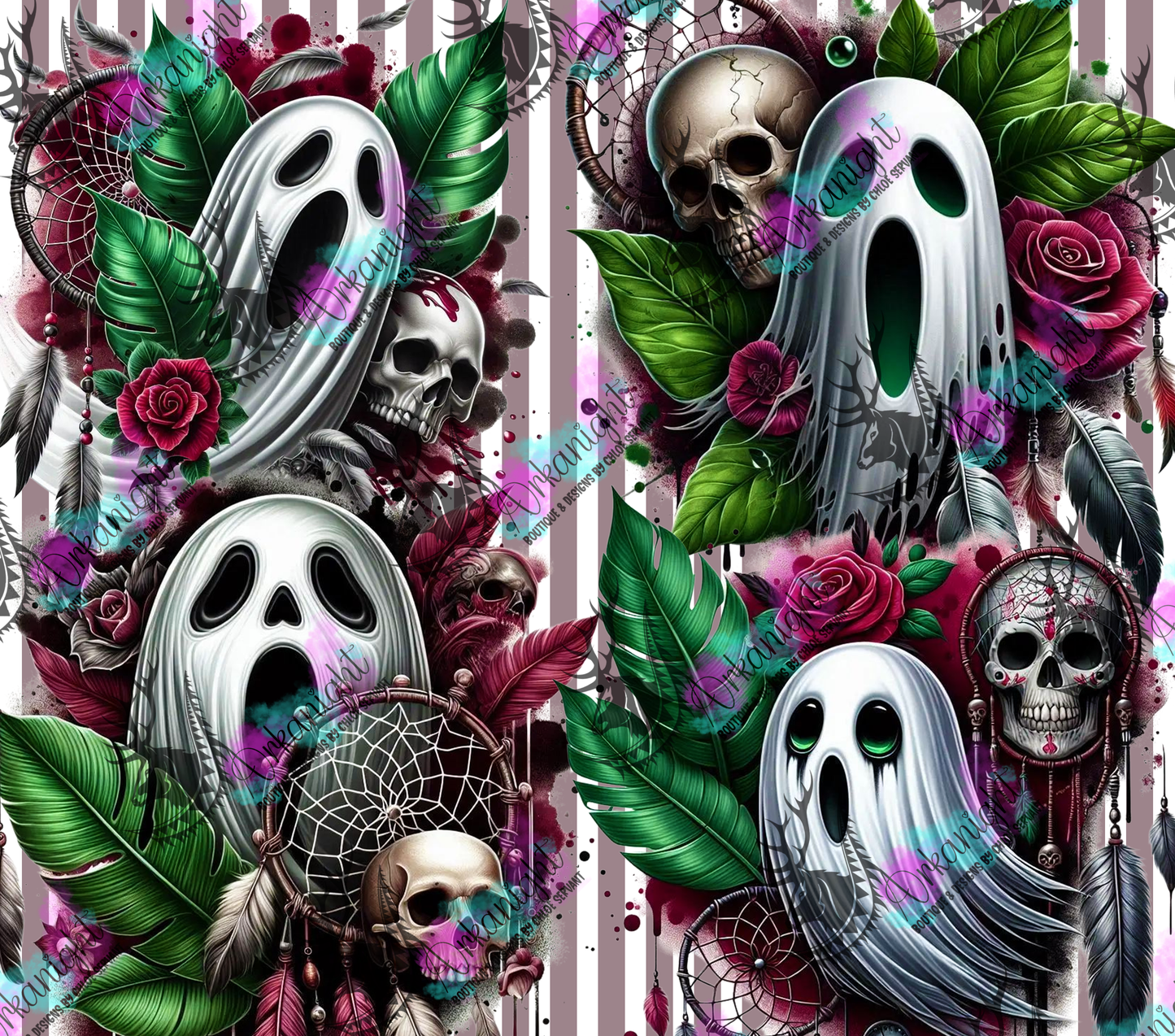 Numérique - Collection Monstera & Halloween 2025 - Fantôme Bourgogne