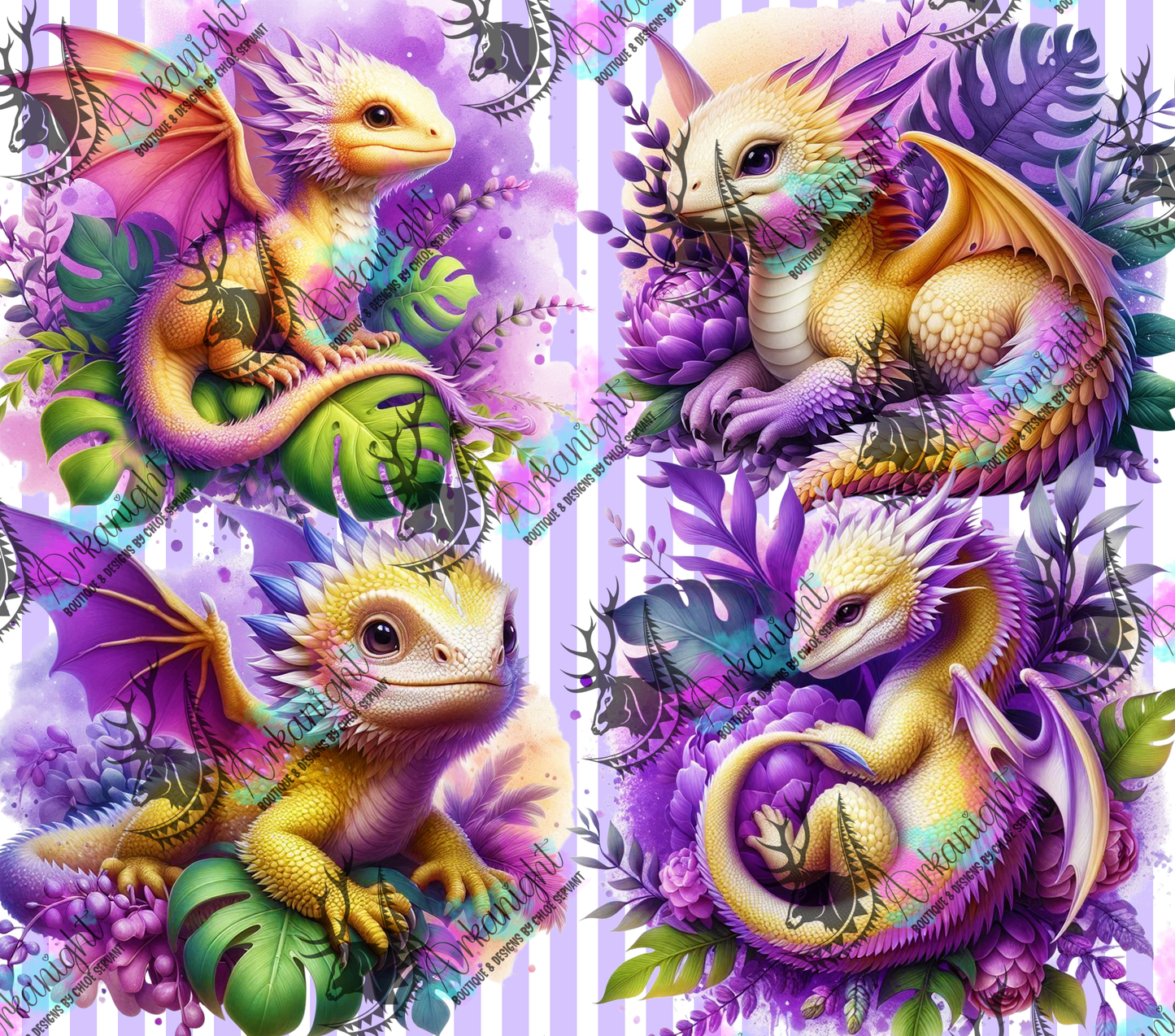 Numérique - Collection Monstera & Bébé Dragon - Jaune & Mauve