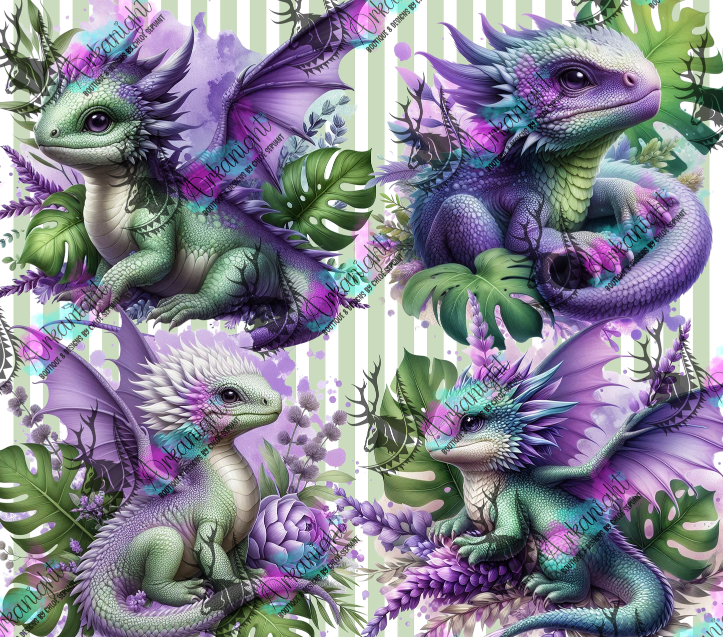 Numérique - Collection Monstera & Bébé Dragon - Sauge & Lilas