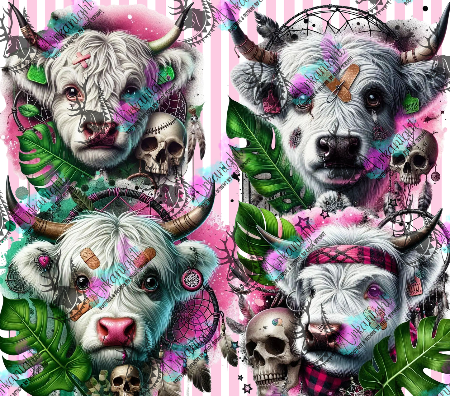 Numérique - Collection Monstera & Halloween 2025 - Vache Highland Blanche