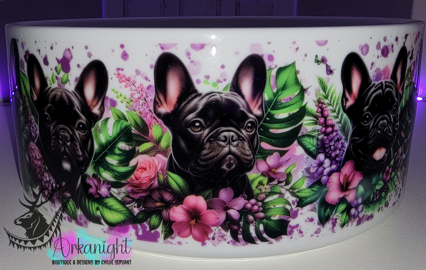 Gamelle en céramique sur commande - French Bulldog Noir