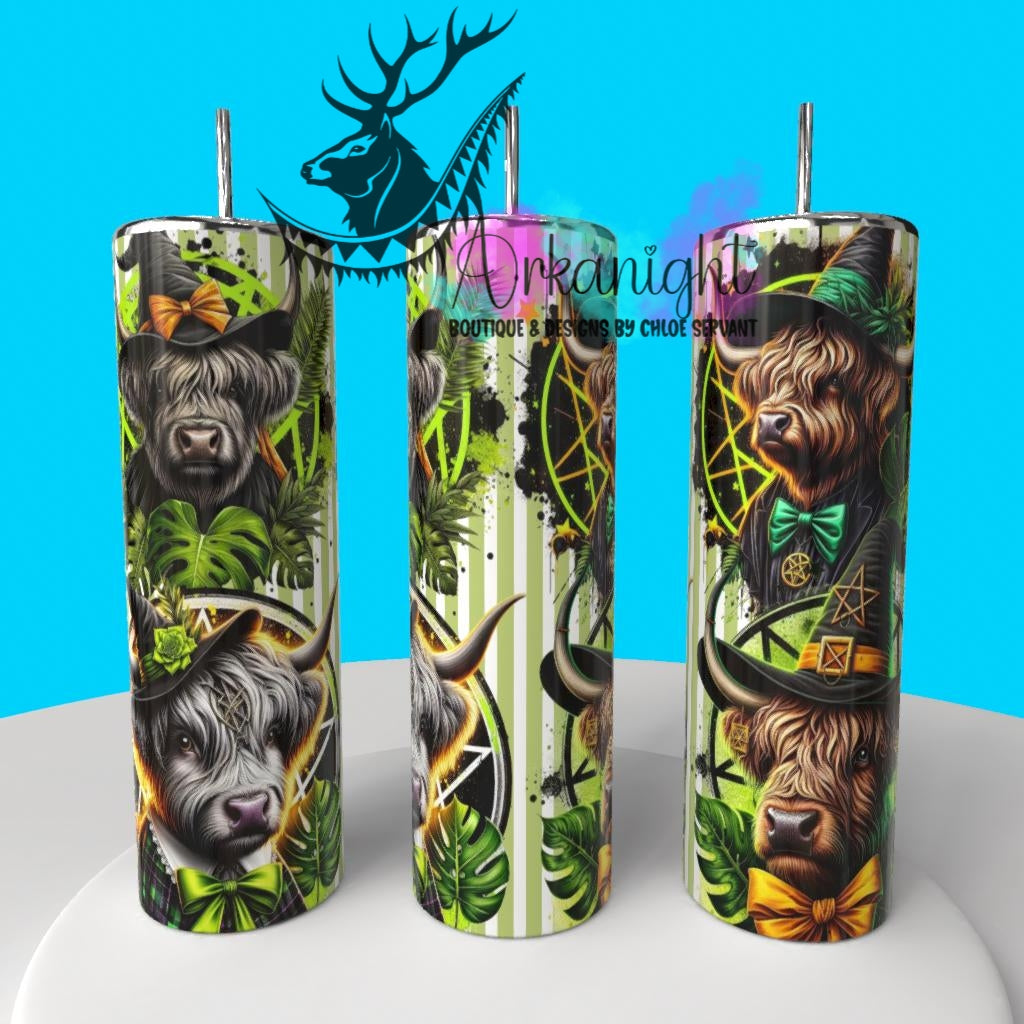 Gourde sur commande - Collection Monstera & Halloween 2025 - Green Witch Highland Cow