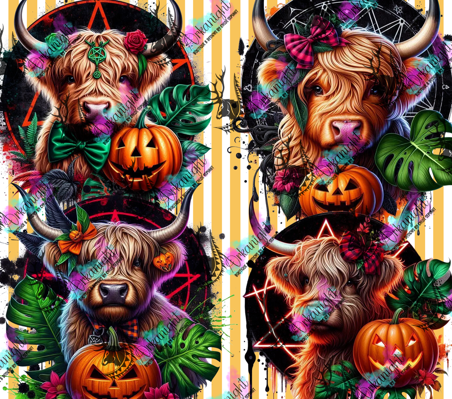 Numérique - Collection Monstera & Halloween 2025 - Orange Witch Highland Cow