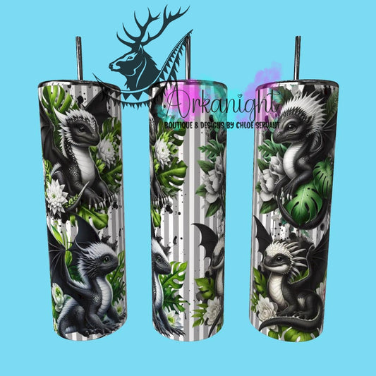 Gourde sur commande - Collection Monstera & Bébé Dragon - Noir & Blanc