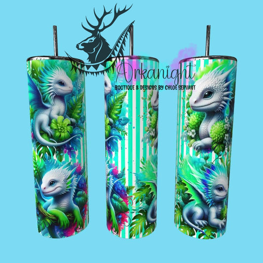 Gourde sur commande - Collection Monstera & Bébé Dragon - Blanc, Bleu & Vert