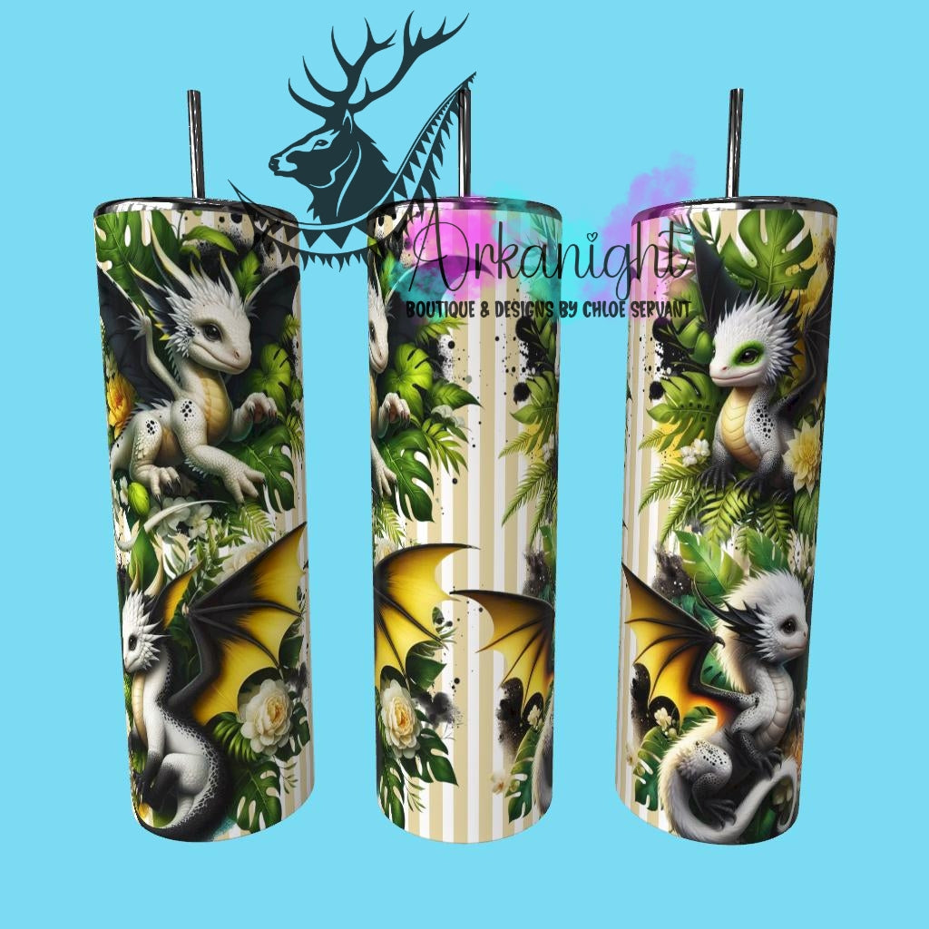 Gourde sur commande - Collection Monstera & Bébé Dragon - Blanc, Jaune & Noir