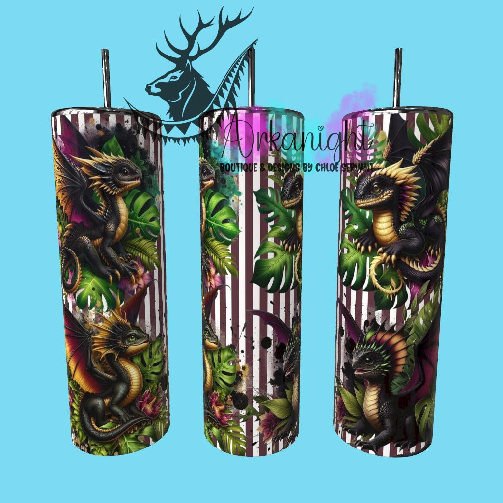 Gourde sur commande - Collection Monstera & Bébé Dragon - Noir, Or & Bourgogne