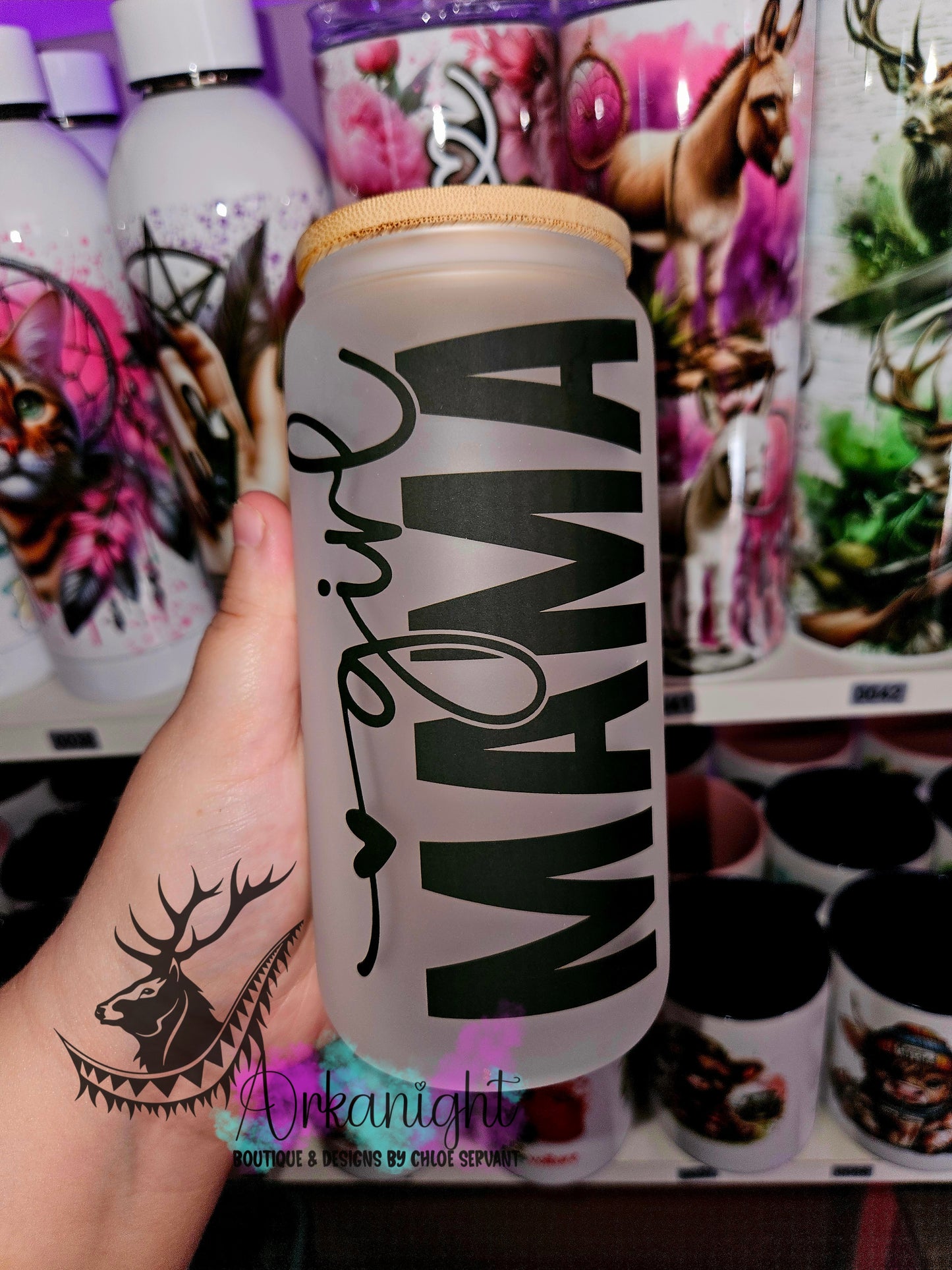 Verre en vitre givré 16oz & Couvercle en Bambou - Girl Mom 2.0