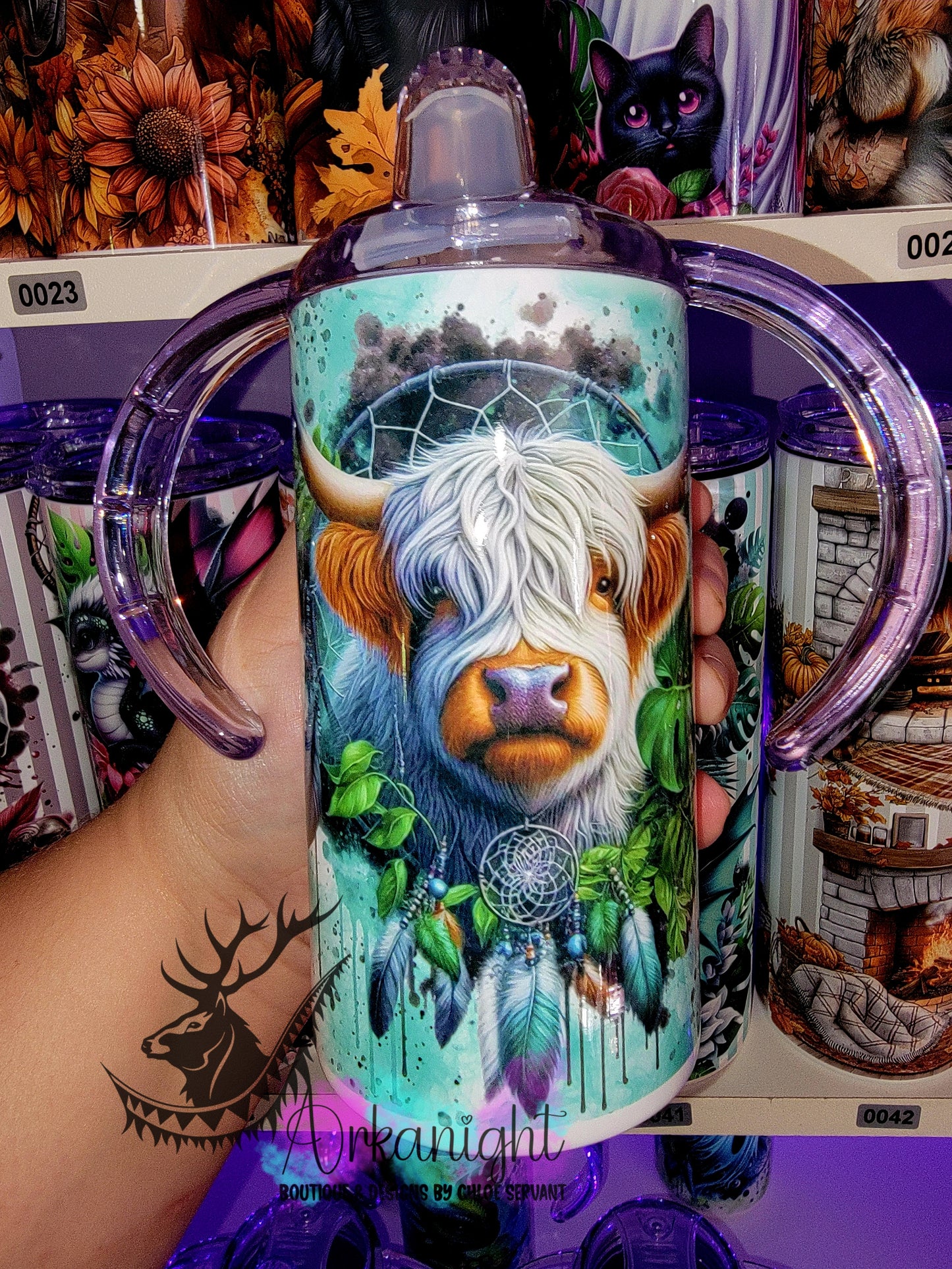 Gourde - Biberon Évolutif sur commande - Highland Cow Grise Boho