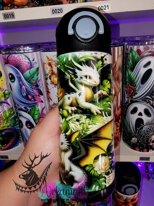 Gourde pour enfant - Sur Commande - Bébé Dragon Blanc, Jaune & Noir