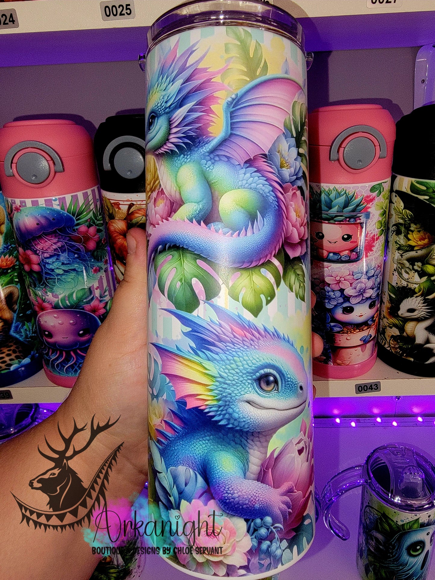 Gourde sur commande - Collection Monstera & Bébé Dragon - Pastel