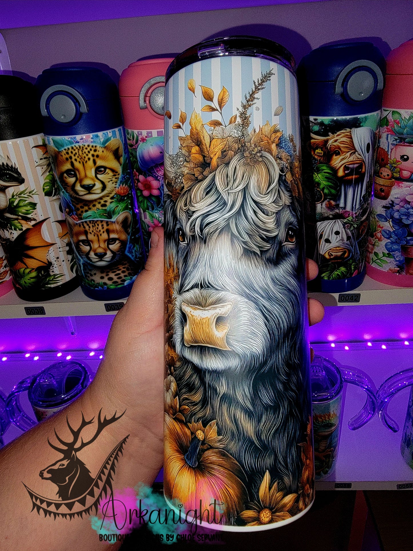 Gourde sur commande - Collection Automne 2025 - Highland Cow Grise