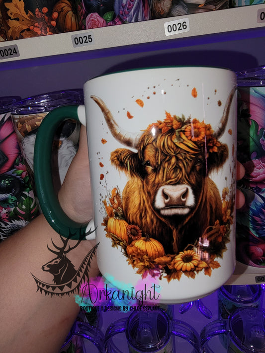 Tasse en céramique sur commande - Collection Automne - Vache Tan&Blanche