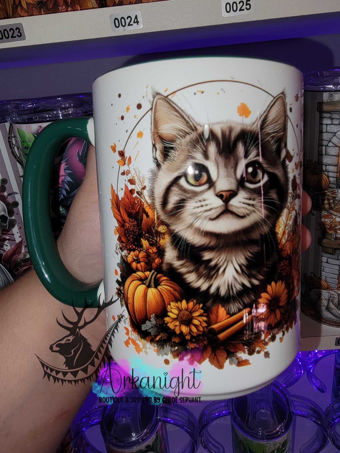 Tasse en céramique sur commande - Collection Automne - Chaton Gris