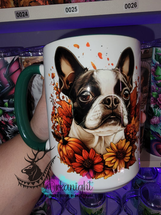 Tasse en céramique sur commande - Collection Automne - Boston Terrier