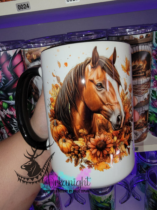 Tasse en céramique sur commande - Collection Automne - Cheval Sorel