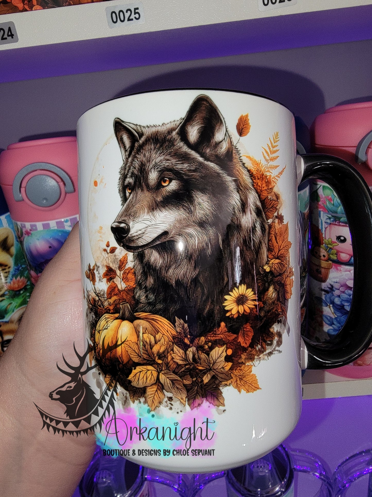 Tasse en céramique sur commande - Collection Automne - Loup Gris