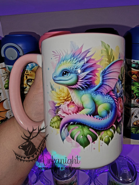 Tasse en céramique sur commande - Bébé Dragon - Pastel