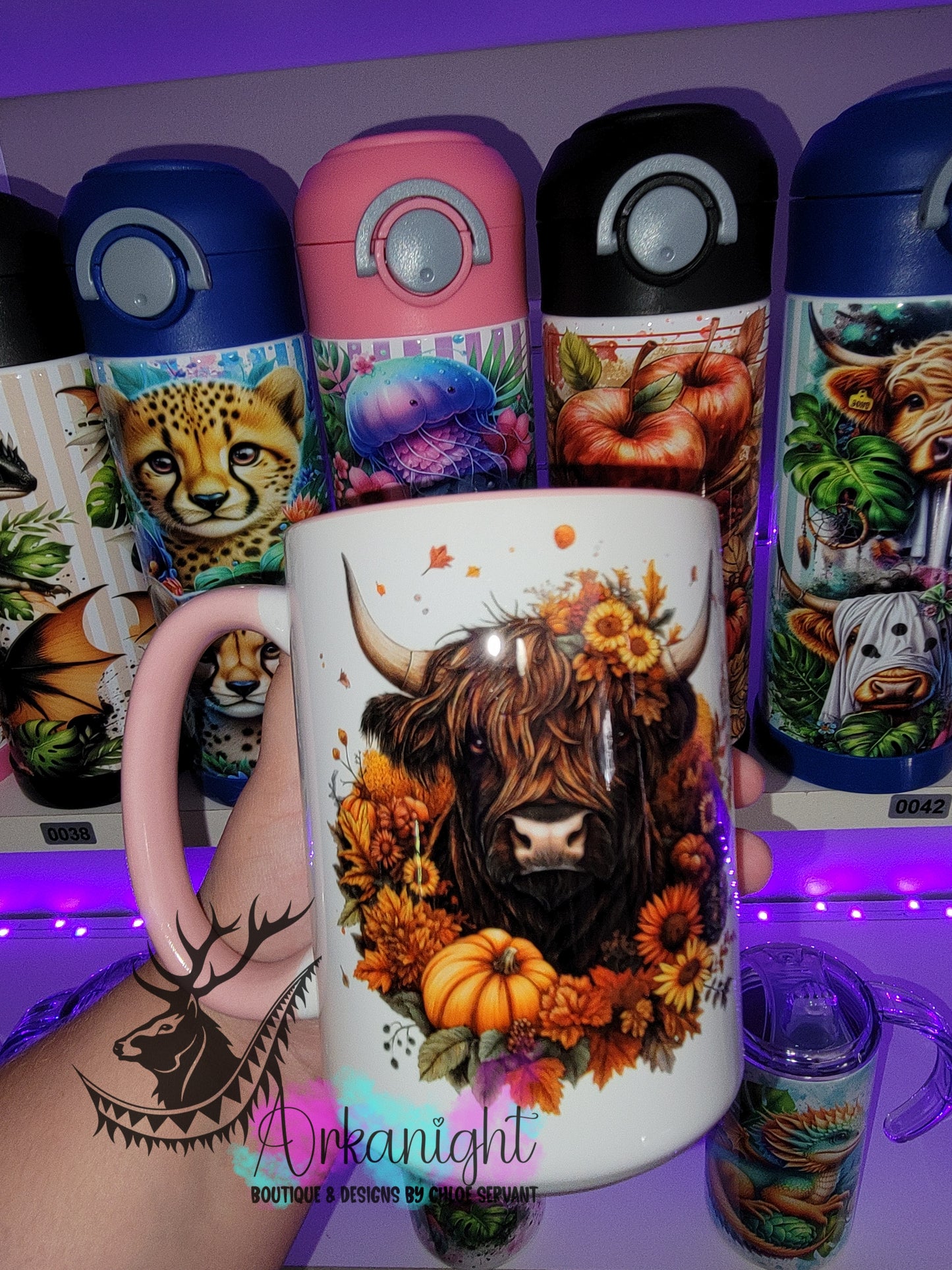 Tasse en céramique sur commande - Vache Highland Brun Chocolat